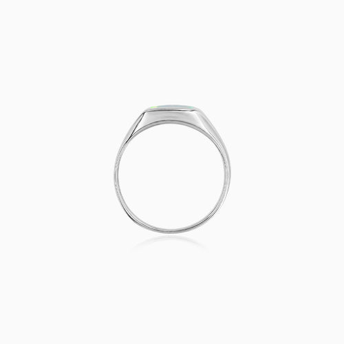 Sterling Silver Rectangular Opal Signet Ring