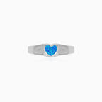 Sterling Silver Heart Blue Opal Ring