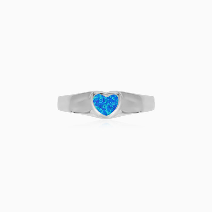 Sterling Silver Heart Blue Opal Ring