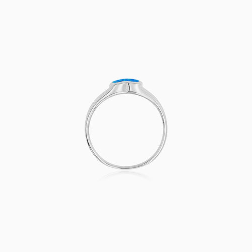 Sterling Silver Heart Blue Opal Ring