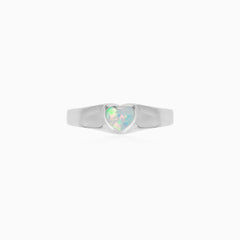 Sterling Silver Heart Opal Ring