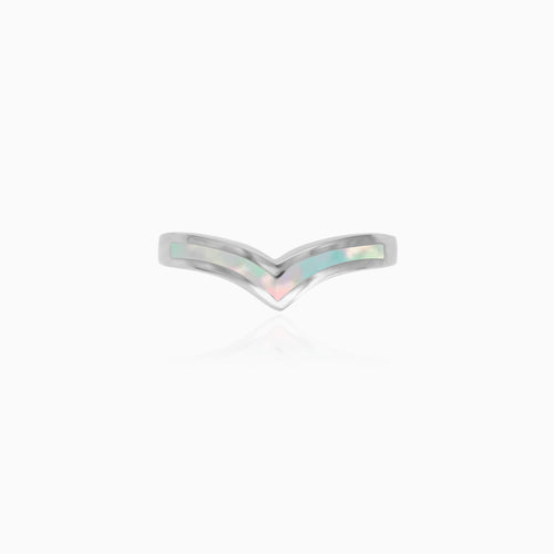 Sterling Silver Opal Chevron Ring
