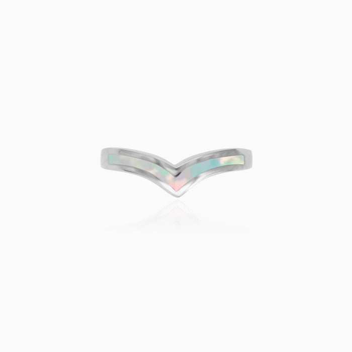 Sterling Silver Opal Chevron Ring