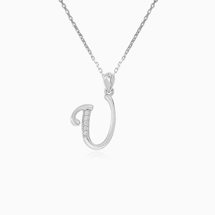 Sterling Silver Letter U Pendant