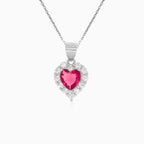 Sterling silver heart ruby pendant