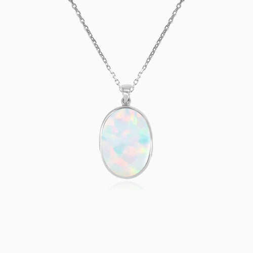 Sterling silver pendant with oval opal