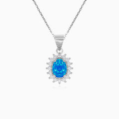 Péndulo halo de plata esterlina con ópalo azul