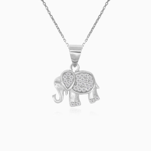 Sterling silver elephant pendant with zirconia