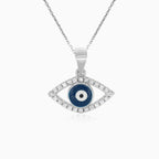 Sterling silver evil eye enamel pendant