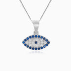 Sterling silver evil eye sapphire pendant