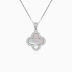 Sterling silver clover pearl pendant