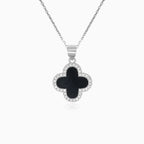 Sterling silver clover onyx pendant