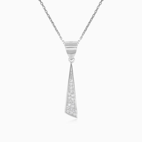 Triangle silver pendant with cubic zirconia