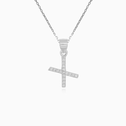 Sterling Silver Zircon Letter X Pendant