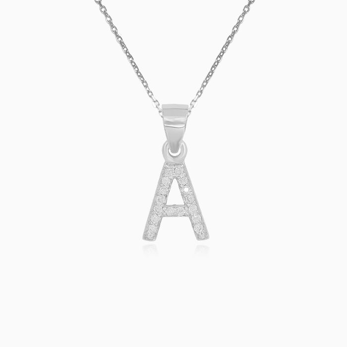 Sterling Silver Zircon Letter A Pendant
