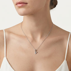 Sterling Silver Pavé Letter V Pendant