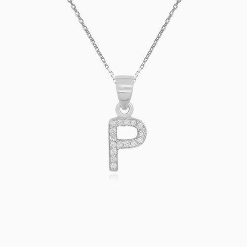 Sterling Silver Pavé Letter P Pendant
