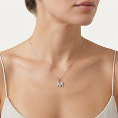 Sterling Silver Pavé Letter M Pendant