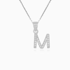Sterling Silver Pavé Letter M Pendant