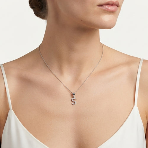 Sterling Silver Pavé Letter S Pendant