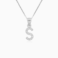 Sterling Silver Pavé Letter S Pendant