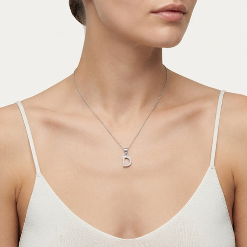 Sterling Silver Pavé Letter D Pendant