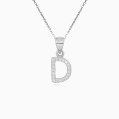 Sterling Silver Pavé Letter D Pendant