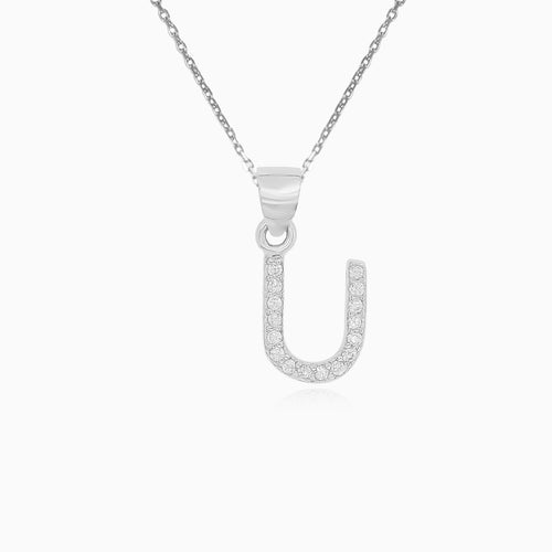 Sterling Silver Pavé Letter U Pendant