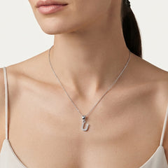 Sterling Silver Pavé Letter U Pendant