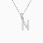 Sterling Silver Pavé Letter N Pendant