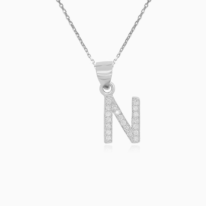 Sterling Silver Pavé Letter N Pendant