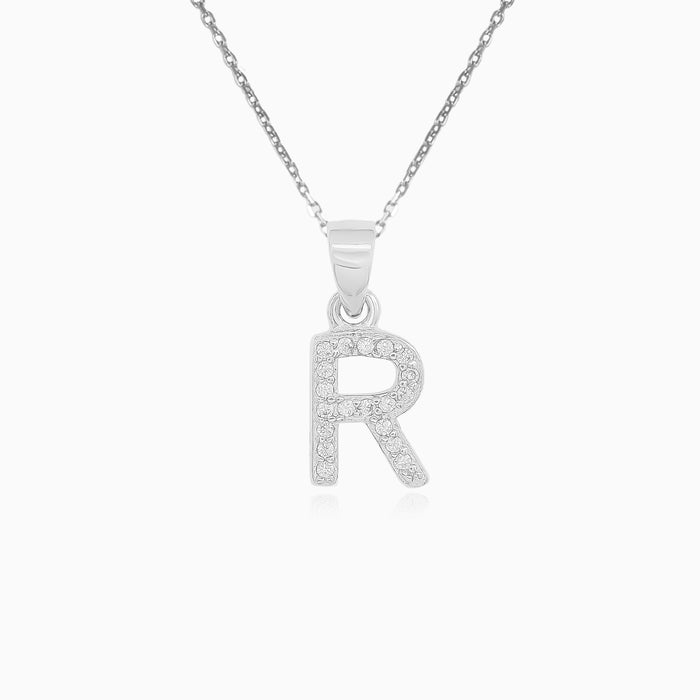 Sterling Silver Pavé Letter R Pendant