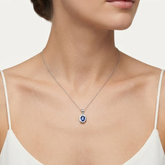 Silver Oval Synthetic Sapphire Pendant