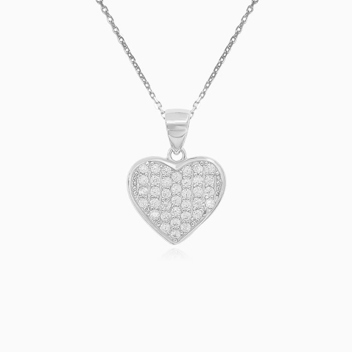 Sterling Silver Pavé Heart Pendant