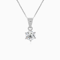 Sterling Silver Round Zircon Pendant
