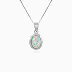 Sterling Silver Oval White Opal Pendant