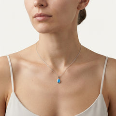 Sterling Silver Oval Blue Opal Pendant