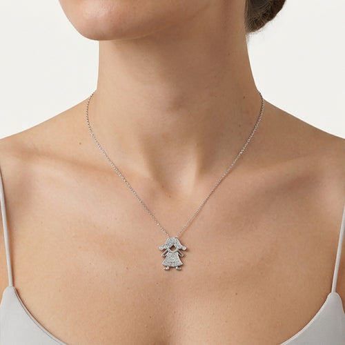 Sterling Silver Girl Pendant Necklace