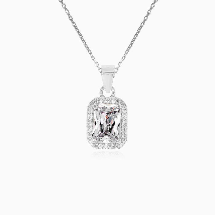 Sterling Silver Emerald Cut Zirconia Pendant