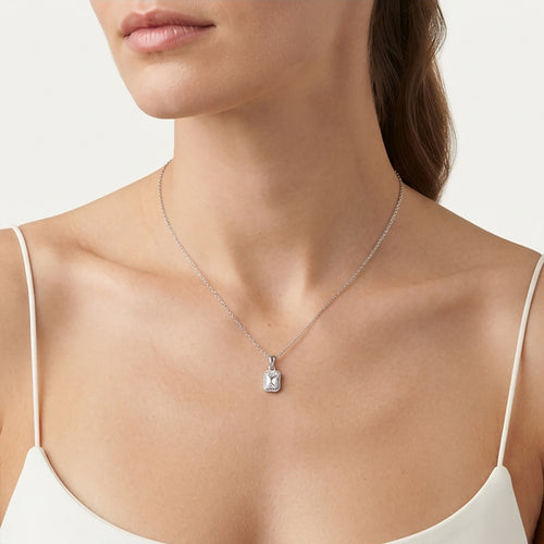 Sterling Silver Emerald Cut Zirconia Pendant