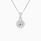 Sterling Silver Round Zirconia Halo Pendant