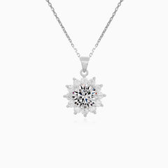 Sterling Silver Floral Halo Pendant