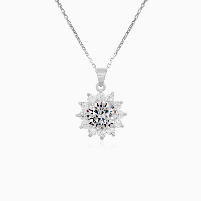 Sterling Silver Floral Halo Pendant