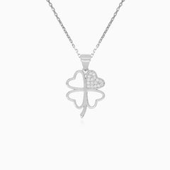 Sterling Silver Clover Pendant with Cubic Zirconia