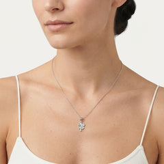 Sterling Silver Pavé Clover Pendant
