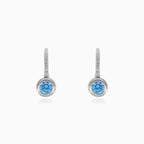 Silver earrings with round topaz