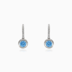 Silver earrings with round topaz