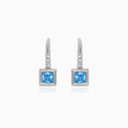 Silver earrings with square topaz