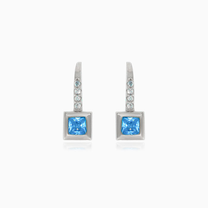 Silver earrings with square topaz