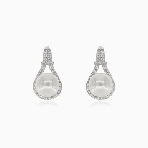 Stříbrné náušnice s perlami  zdobenými zirkony